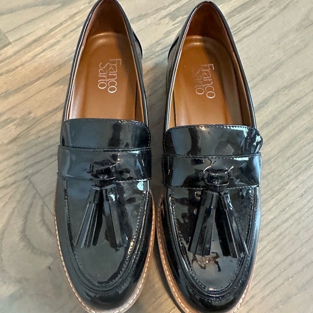 Franco Sarto black patten loafers